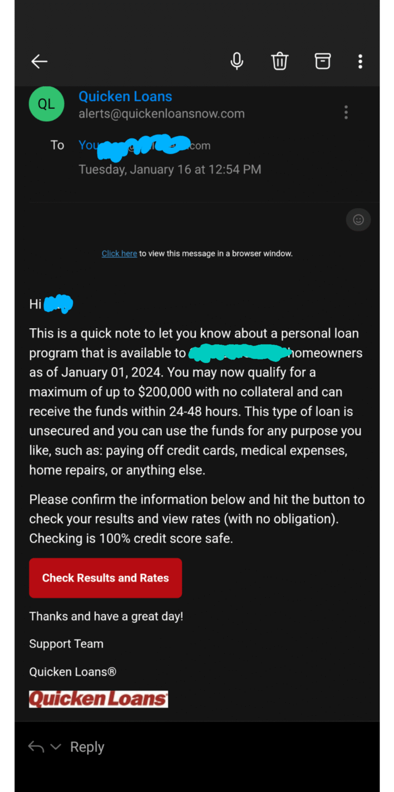 fake quicken loans personal loans scam v0 r7d55etcnxcc1
