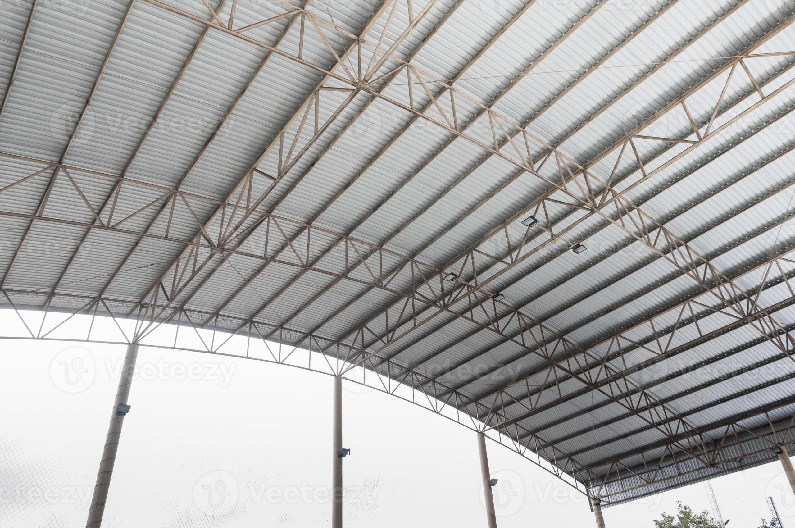 steel structure roof detail indoor empty warehouse factory curve line steel structure detail of metal roof construction photo scaled