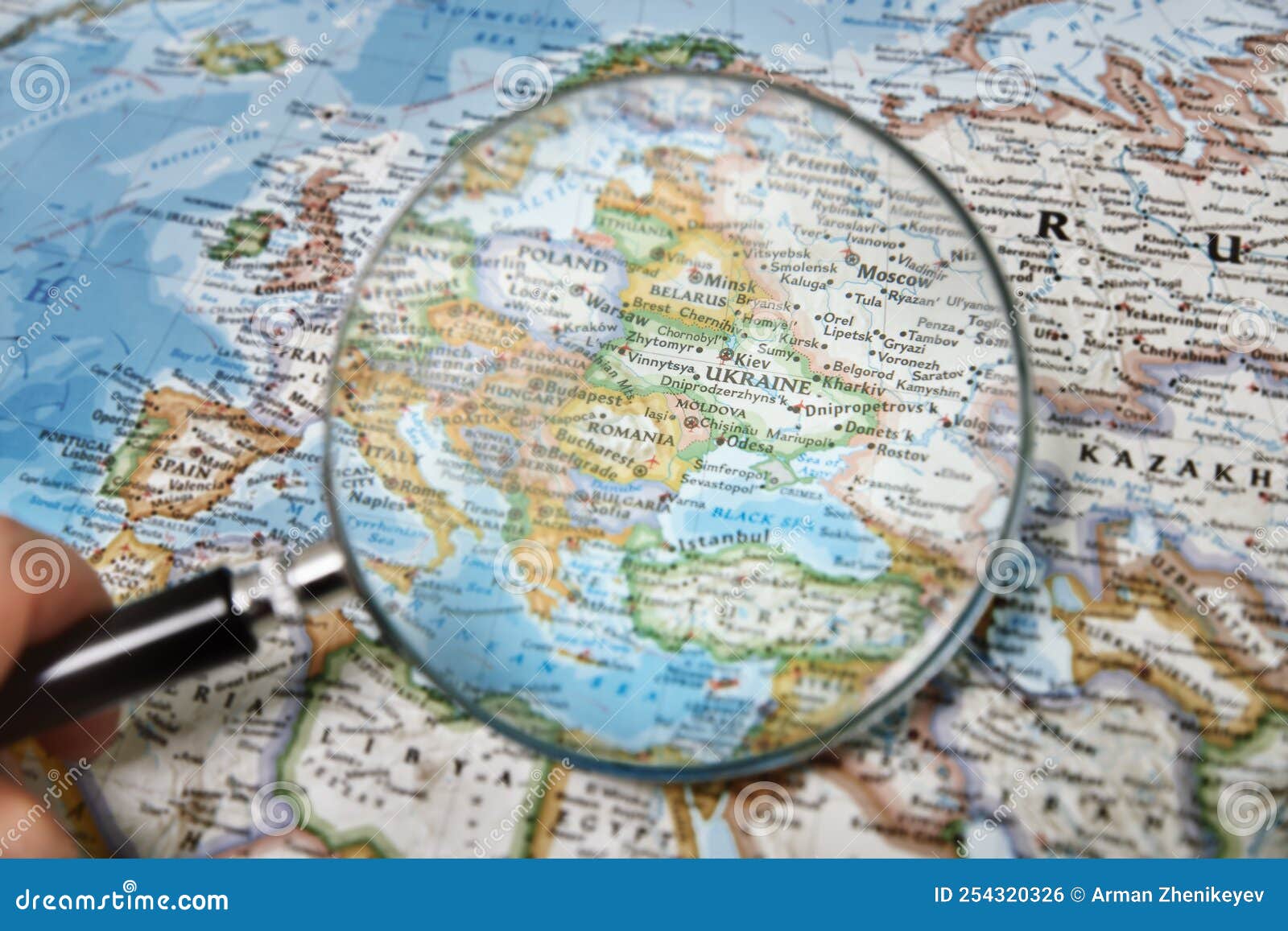 ukraine under magnifying glass map horizontal photo ukraine under magnifying glass map 254320326