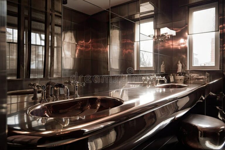 luxe bathroom polished stainless steel countertops fixtures luxe bathroom polished stainless steel countertops 275918249